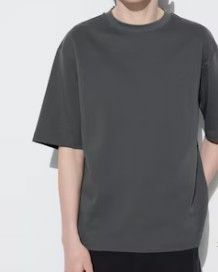 新品 タグ付　未使用　Uniqlo U　ユニクロU　エアリズムコットンオーバーサイズTシャツ（5分袖）07 GRAY 半袖　Ｌ l