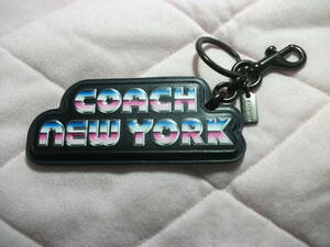 コーチ COACH ネオンサイン グラーデーション NEW YORK ポップ ロゴ チャーム キーホルダー カラビナ 