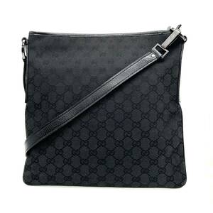 GUCCI グッチ　GGキャンバス　ショルダーバッグ　113013 ブラック　斜め掛け 黒　定番　人気　ビジネス　GG クロスボディ