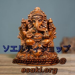 人気推薦★木彫り 仏像 歓喜天 聖天 木製 彫刻（高さ11.5cm×巾9cm×奥行5.7cm）