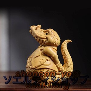 爆売り！ミニチュア 木彫り ワニ 置物 7cm 高級天然ツゲ木彫り フィギュア コレクション 生き生き 本物そっくり 置物 オブジェ