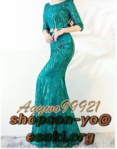  new goods color dress long dress green color belt attaching mermaid line two next . color correcting party stage Evening dress DJ418