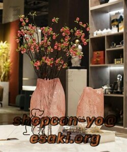 高級　現代風　花器　飾り物　瑠璃花瓶　ピンク　グラデーション　生け花　高品質　きれい　L