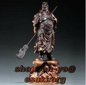 極上品★純手づくり彫刻 関羽像 精密彫刻 極上品 黒檀木 仏師で仕上げ品 武財神 中国武将 三国志 木彫 美術品