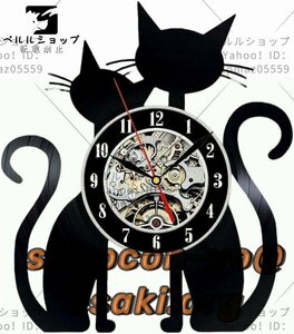 壁掛時計 掛け時計 黒猫 猫型 22.5W x 26.7H cm おしゃれな時計 静音 見やすい 猫 お洒落 インテリア おしゃれ時計