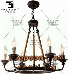 ヴィンテージ麻ロープホイールパーソナライズされたシャンデリア工業用キャンドルホルダーライト高さ調節可能な