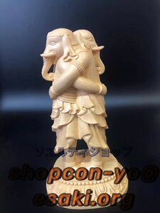 仏教美術 木彫仏像 精密細工 歓喜天像 立像 総檜材 高さ18cm