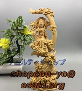 特売！極上の木彫 仏教美術 精密彫刻 仏像 手彫り 極上品 水月観音