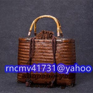  popular beautiful goods * bamboo basket bag hand made bamboo . bag hand-knitted bag worker handmade bamboo craft storage basket shopping basket 