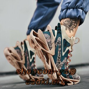 厚底 スニーカー メンズ 靴 シューズ カジュアル ランニング ストリート プレゼント ギフト 24cm~27.5cm ベージュ 新品