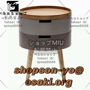 北欧家具★極美品 ★円型サイドテーブル 寝室 リビング飾り台 茶具置き 2段収納 直径38*高さ51㎝