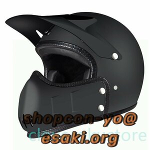 バイクヘルメット 多機能バイクオフロードヘルメット オープンフェイスヘルメット バイクフルフェイスヘルメット M/L/XLマットブラック