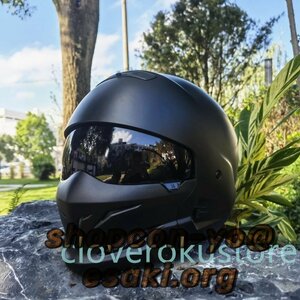 新しいデザインオートバイバイクヘルメット ハーフヘルメット フルフェイスヘルメット レーシング組立式顎部分着脱できる4色