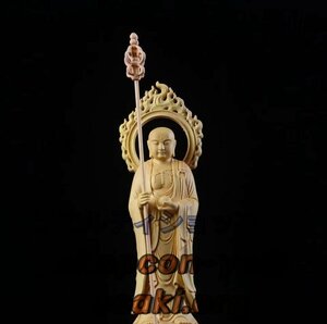 新入荷★ 総檜材 仏教美術 精密彫刻 仏像 仏師で仕上げ品　地蔵菩薩立像