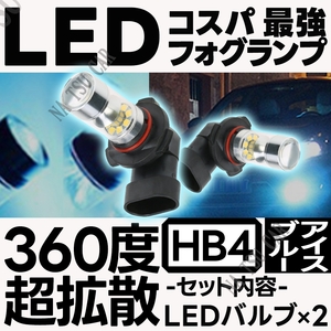 LED フォグランプ アイスブルー HB4 100W ハイパワー 2個 ライト 12v 24v フォグライト 送料無料