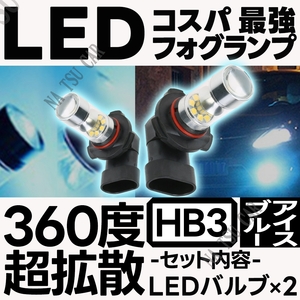 LED フォグランプ アイスブルー HB3 100W ハイパワー 2個 ライト 12v 24v フォグライト 送料無料