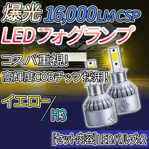 大人気 16000lm LED フォグランプ H3 イエロー フォグライト 12V 24V 最新LEDチップ 用品