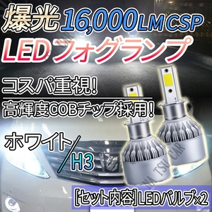 フォグランプ H3 ホワイト 大人気 16000lm LED フォグライト 12V 24V 最新LEDチップ 今だけ価格