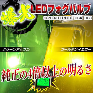 グリーンアップル レモンイエロー LEDフォグランプ 2色切替式 HB4 LEDフォグライト カラーチェンジ グリーンイエロー ライム 送料無料