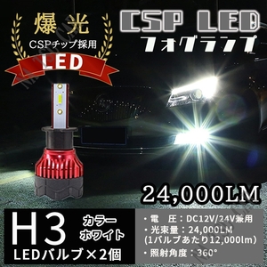 爆光 24000lm LED フォグランプ H3 ホワイト フォグライト 12V 24V 最明CSPチップ 今だけ価格