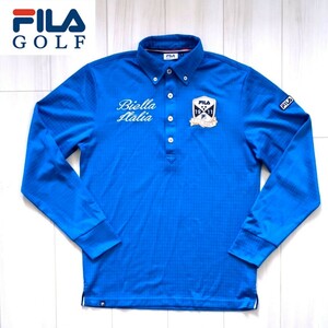 新品に近い FILA GOLF ボタンダウン ポロシャツ M メンズ 半袖シャツ フィラ ゴルフ 美品