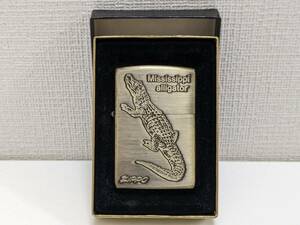 【RG-1872】【1円～】zippo ミシシッピアリゲーター ジッポー 火花のみ確認済み 着火未確認 アニマル 喫煙具 中古品 保管品 現状品