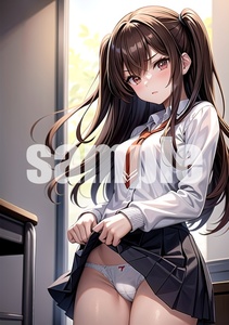 【 高画質 アート ポスター A4 】制服 学校 ヌード グラビア セクシー コスプレ イラスト かわいい 美人 美女 AI 写真 g26