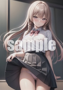 【 高画質 アート ポスター A4 】制服 学校 ヌード グラビア セクシー コスプレ イラスト かわいい 美人 美女 AI 写真 g300