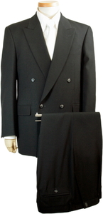 A7 メンズ 紳士 フォーマルスーツ 礼服 ダブル ワンタック 黒 ブラック オールシーズン 日本製 大きいサイズ 送料無料 R6000-0