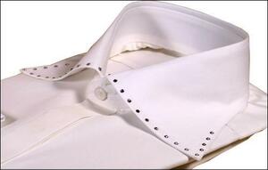 L サイズ　ホワイト 色　アラミス ワイド カラー ドレス シャツ 白　スワロフスキー 使用　日本製　送料無料　ＡＲ100