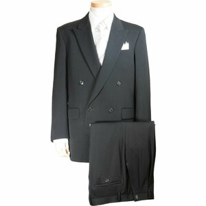 A4 紳士 ダブル ブラック フォーマル スーツ 日本製 カシミヤブレンド 67100