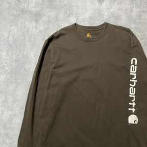 carhartt カーハート　アームプリント　ブラウン　Tシャツ　ロンT