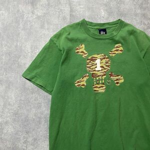【USA製】90’s オールドステューシー　スカル　迷彩プリント　Tシャツ