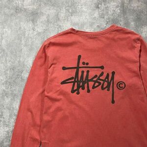 ステューシー　ショーンフォント　バックプリント　オレンジ　Tシャツ　ロンT