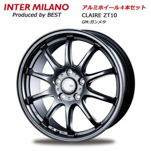 15インチ 6.0J 5穴 114.3 +53 アルミホイール 4本セット インターミラノ クレール ZT10 ガンメタ ラフェスタ フリード ※法人宛送料無料