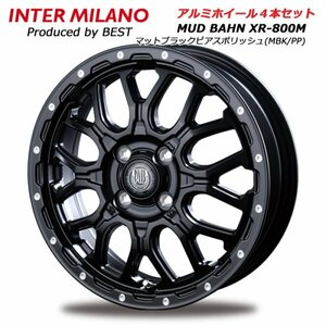 14インチ 4.5J 4穴 100 +45 アルミホイール 4本セット 軽自動車 インターミラノ マッドバーン XR-800M ブラックピアスポリ 法人宛送料無料