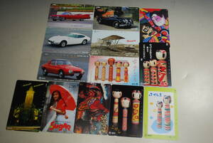 * unused telephone card 105 frequency 13 sheets japanese famous car * world. famous car *...* Tsu light kite .* Fukushima * clapper naruko * kokeshi * wistaria . beautiful .