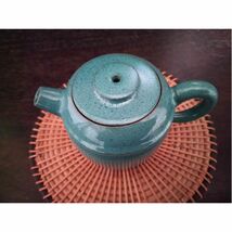 萬寶 急須 中国古玩 茶道具 深緑色 施釉陶 砲口_画像2