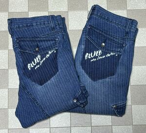 [ unused goods ]BlueB w79cm M size blue Denim ZB350 ② pcs set jeans stretch cargo work pants work pants Work man sale goods 