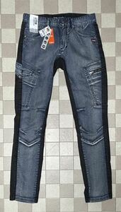 [ unused goods ]BlueB blue Be w79cm M size blue × black Denim ZB450 cargo pants jeans work pants Work man sale 