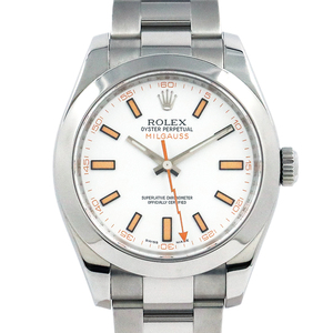 ロレックス（ROLEX）ミルガウス 116400 ホワイト文字盤 2008年頃の製造/V番 メンズ 腕時計