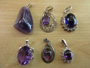 [C36] amethyst purple crystal pendant top necklace top SILVER silver contains accessory large amount set sale summarize TIA
