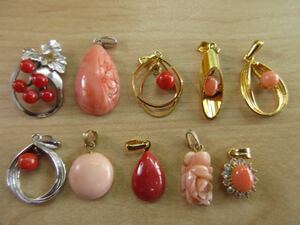 [C8].. coral san . coral pendant top SILVER silver contains Vintage accessory large amount set sale summarize TIA