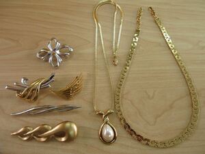 [D49]MONETmone necklace brooch Gold color gold group etc. Vintage accessory large amount set sale summarize TIA