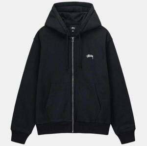 STUSSY ステューシー　STOCK Logo ストックロゴ　ZIP ジップ　Hoodie パーカー フーディー BLACK 黒　ブラック　XLサイズ