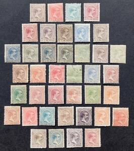 [ Spain . Philippines ]1890-1897 KING ALFONSO XIII ordinary stamp 39 kind unused ( rare article . color 1 kind excepting series all kind ) OH/ superior article *1 point only used 