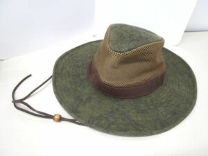 5359RNZ◎HENSCHEL HAT ヘンシェル ハット マニッシュハット 帽子 Mサイズ USA テンガロンハット レザー メッシュ◎中古