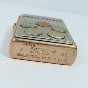 ZIPPO/ジッポー SOLID COPPER SMALL CHANGE メタルプレート貼り 03年製 /LPLの画像4