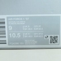【未使用】Nike/ナイキ Air Force 1 Low '07 White Black FQ4296-101/27 /080_画像8