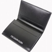 新品 定価11,000円 カルバンクライン CK CALVIN KLEIN 黒 牛革 名刺入れ カードケース メンズ 箱付き 【3168】_画像3